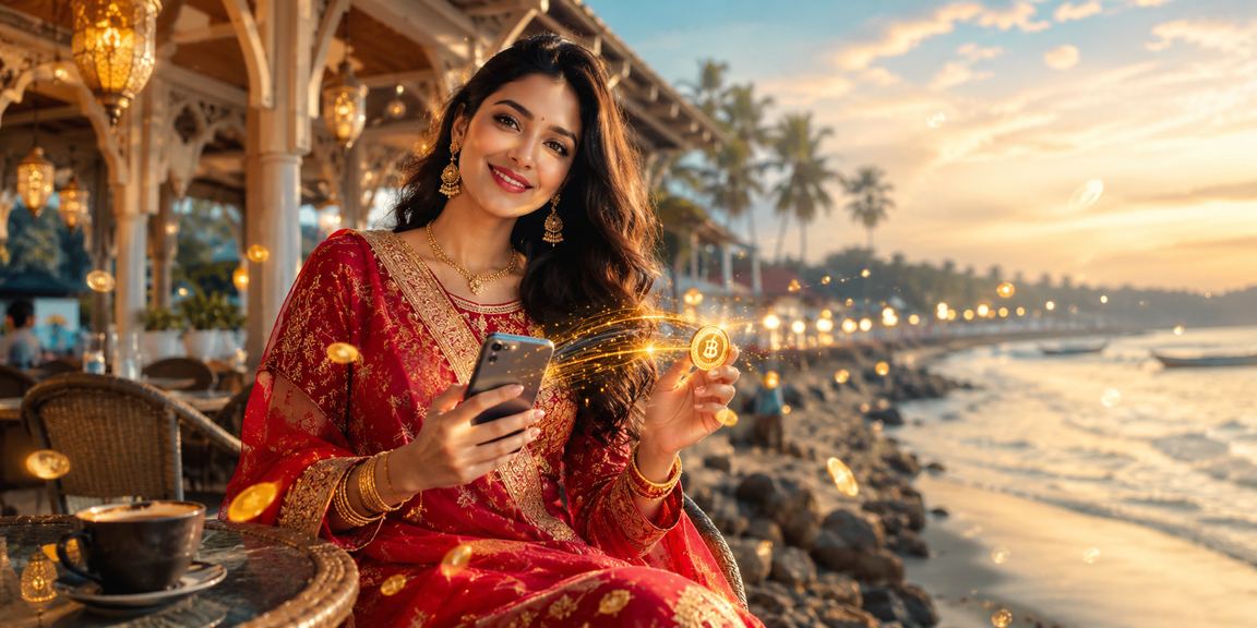 কক্সবাজারের সমুদ্র সৈকতে একজন বাংলাদেশি খেলোয়াড় মোবাইলে ডিপোজিট সম্পন্ন করছেন